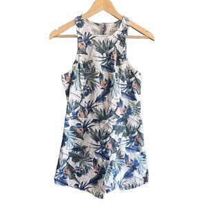 Hollister Skort Romper Size 3 Blue Floral Sleeveless Open Back Summer
